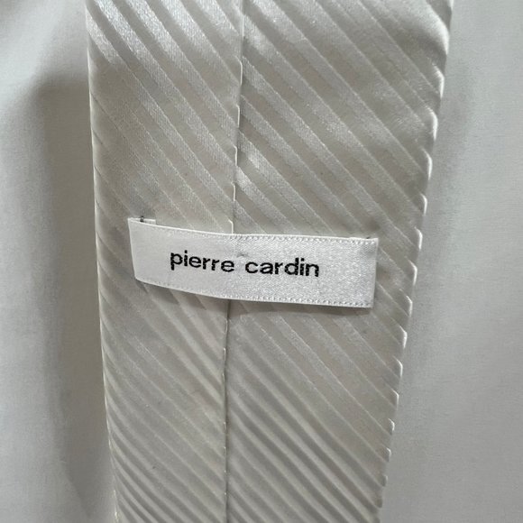 Pierre Cardin Men’s Necktie sz 3 ¼” White on White Stripes Wedding Formal - Picture 9 of 10